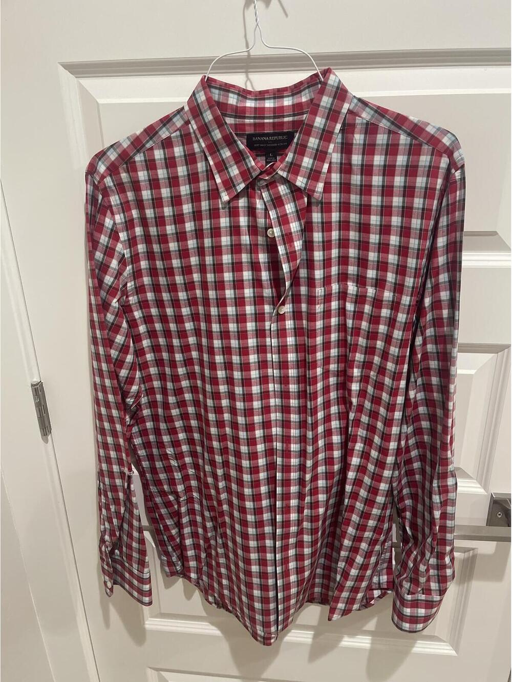 Banana Republic Soft Wash Tailored Slim Fit Plaid Shirt Large